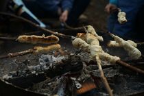 Am Lagerfeuer Stockbrot grillen